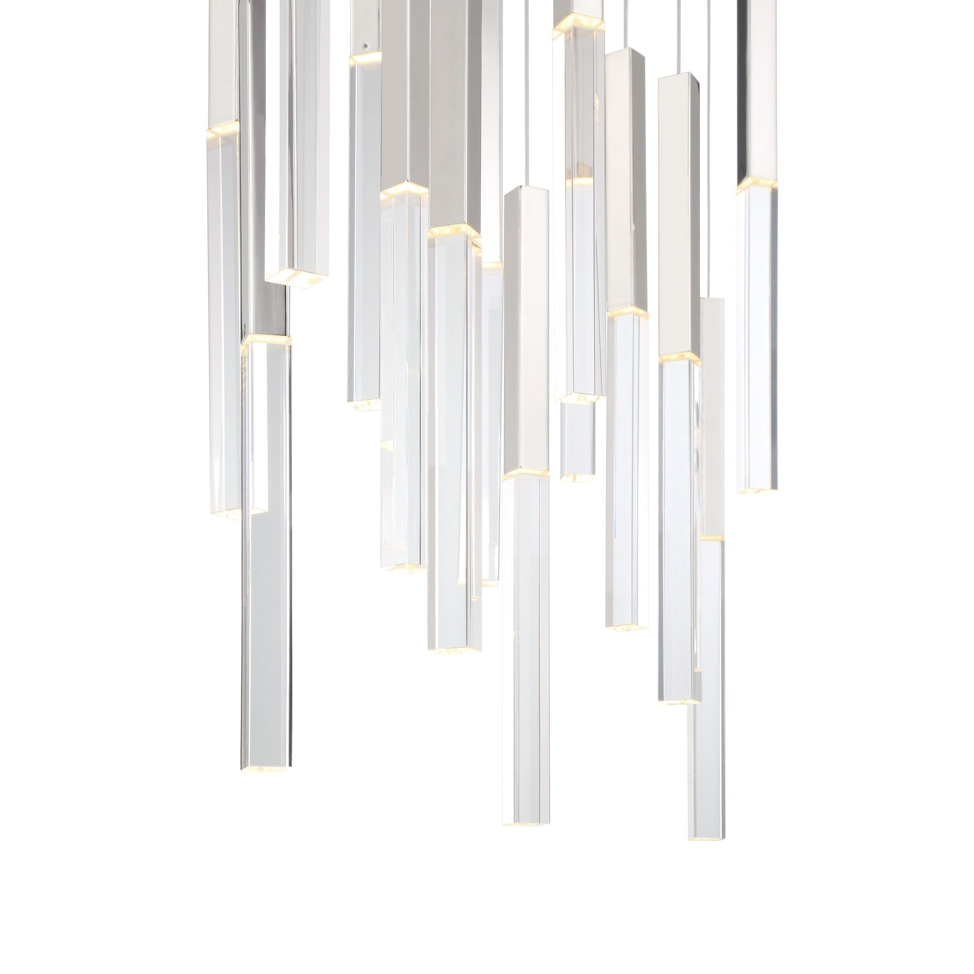 Eurofase Lighting Benicio 42" 18-Light Dimmable Integrated LED Polished Nickel Linear Chandelier With Clear Glass Shades