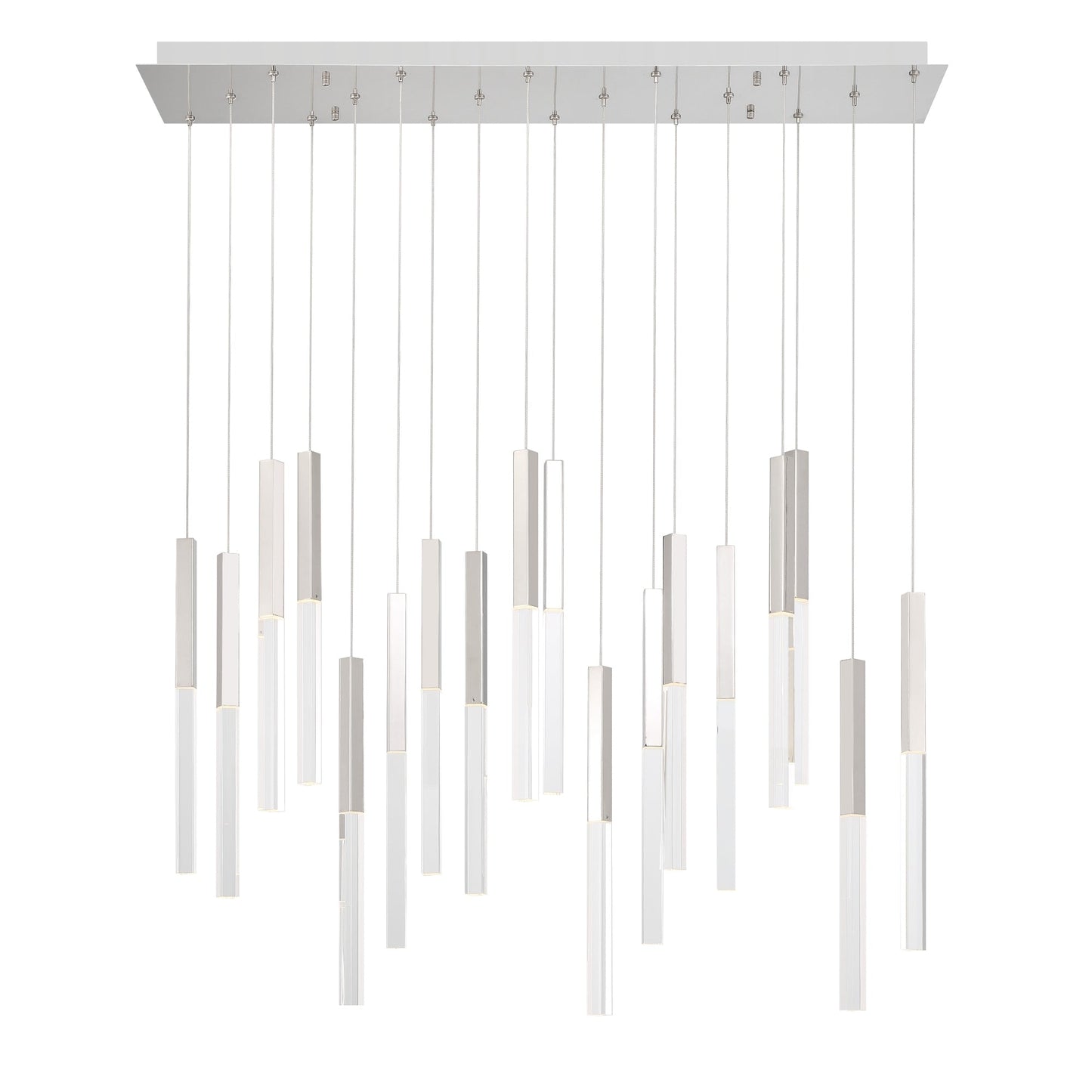 Eurofase Lighting Benicio 42" 18-Light Dimmable Integrated LED Polished Nickel Linear Chandelier With Clear Glass Shades