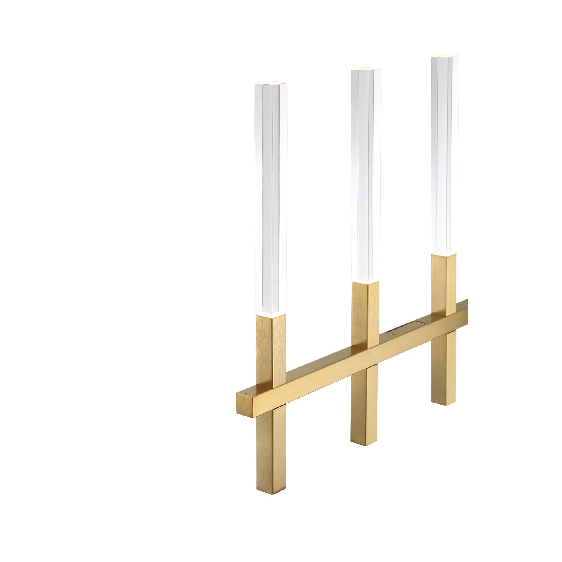 Eurofase Lighting Benicio 46" 7-Light Dimmable Integrated LED Brushed Gold Linear Chandelier With Clear Glass Shades
