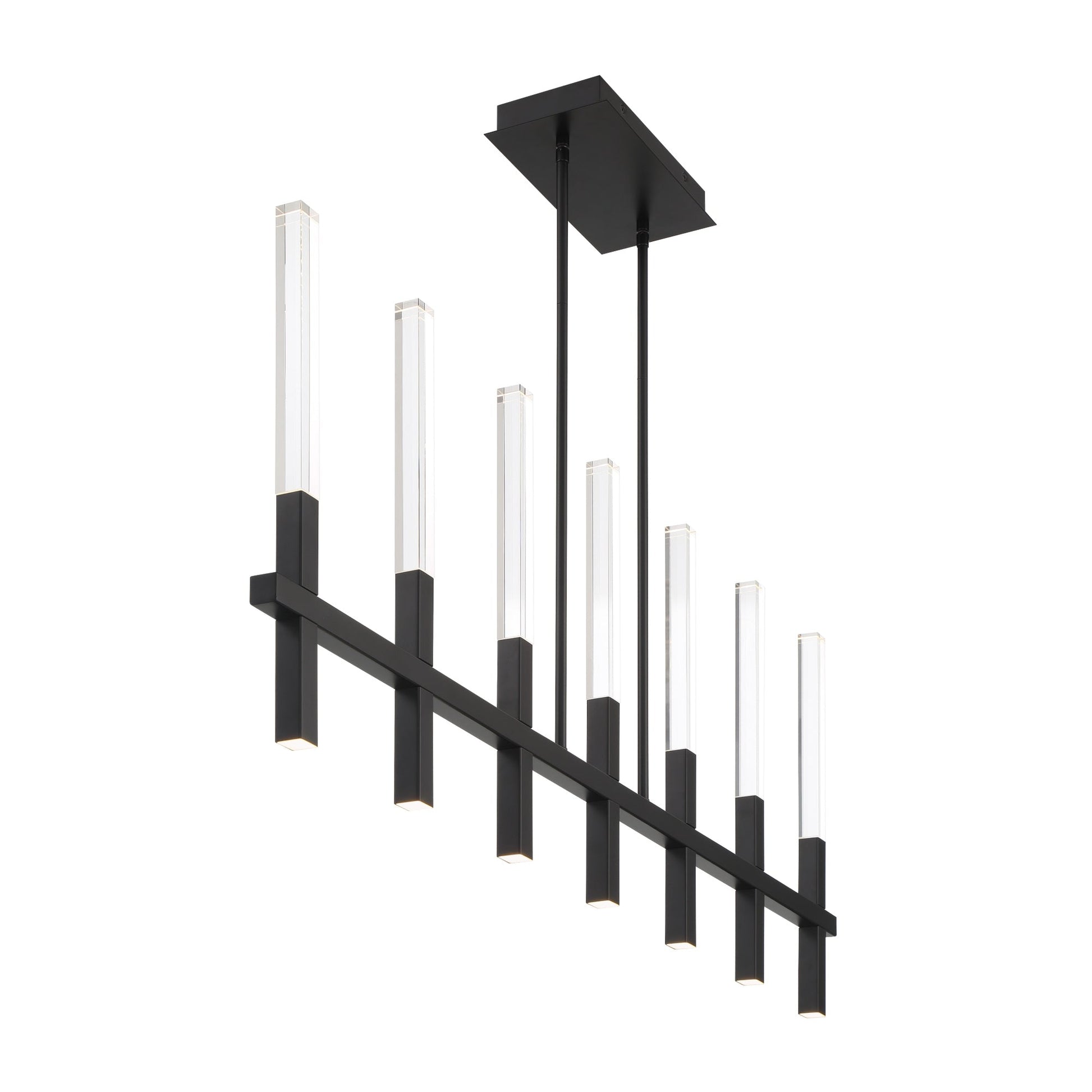 Eurofase Lighting Benicio 46" 7-Light Dimmable Integrated LED Matte Black Linear Chandelier With Clear Glass Shades