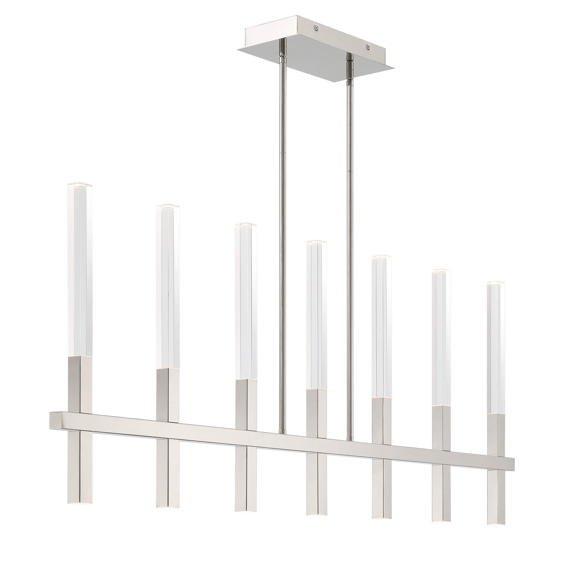 Eurofase Lighting Benicio 46" 7-Light Dimmable Integrated LED Polished Nickel Linear Chandelier With Clear Glass Shades
