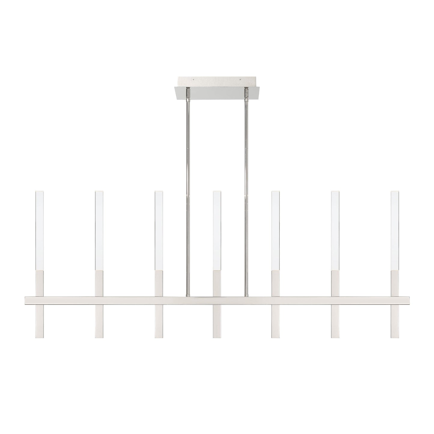 Eurofase Lighting Benicio 46" 7-Light Dimmable Integrated LED Polished Nickel Linear Chandelier With Clear Glass Shades