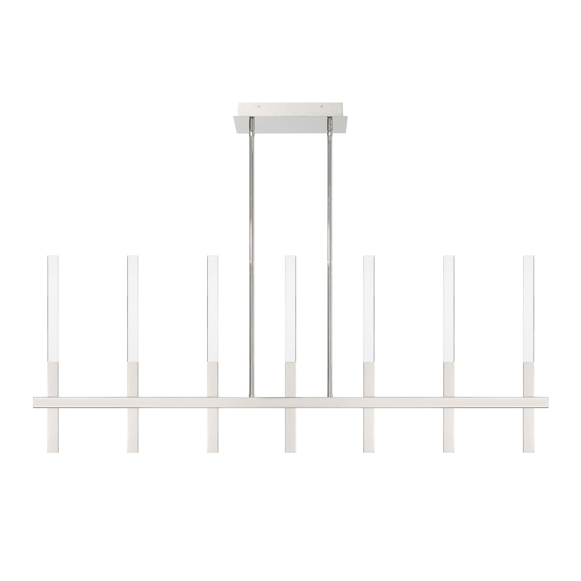 Eurofase Lighting Benicio 46" 7-Light Dimmable Integrated LED Polished Nickel Linear Chandelier With Clear Glass Shades
