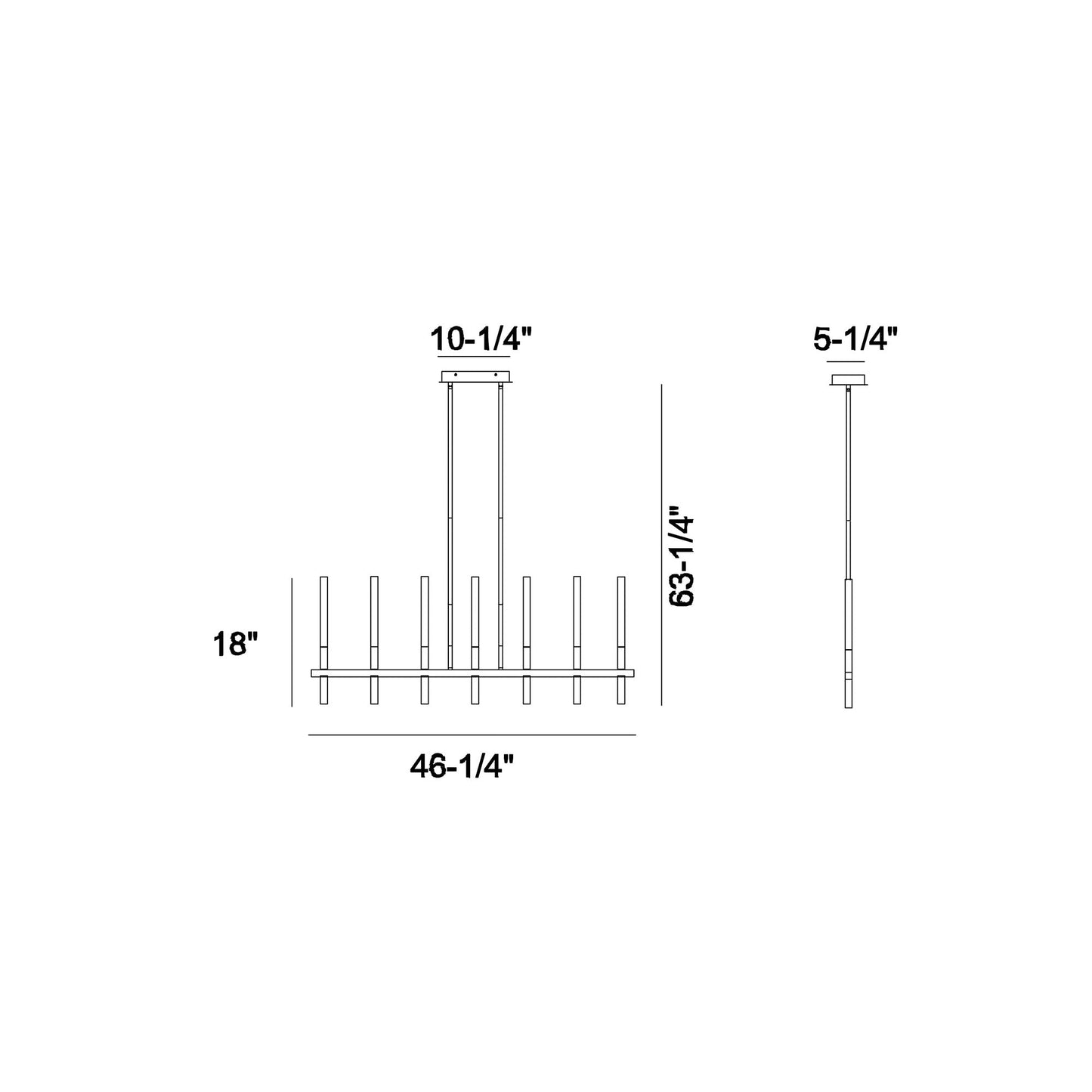 Eurofase Lighting Benicio 46" 7-Light Dimmable Integrated LED Polished Nickel Linear Chandelier With Clear Glass Shades