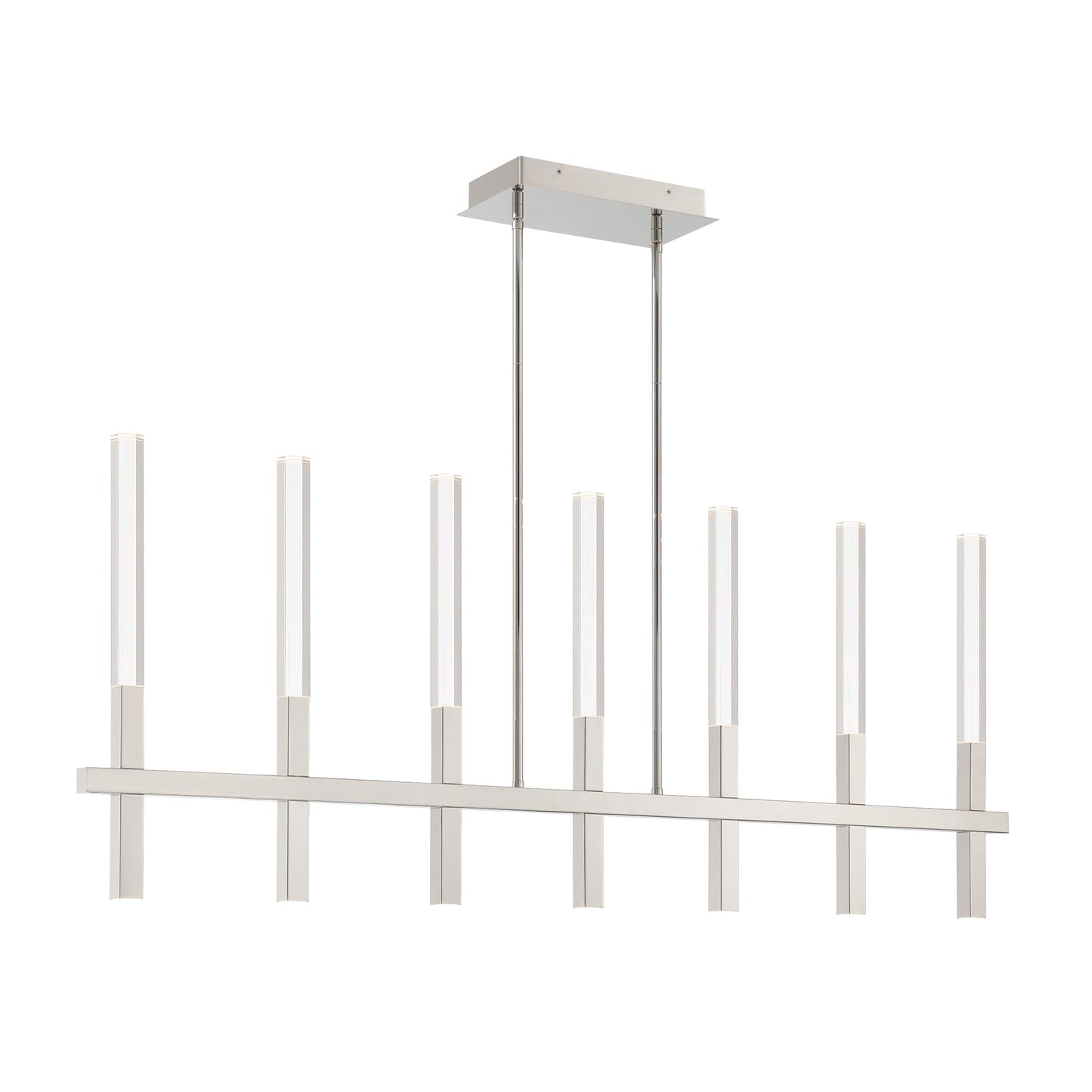 Eurofase Lighting Benicio 46" 7-Light Dimmable Integrated LED Polished Nickel Linear Chandelier With Clear Glass Shades
