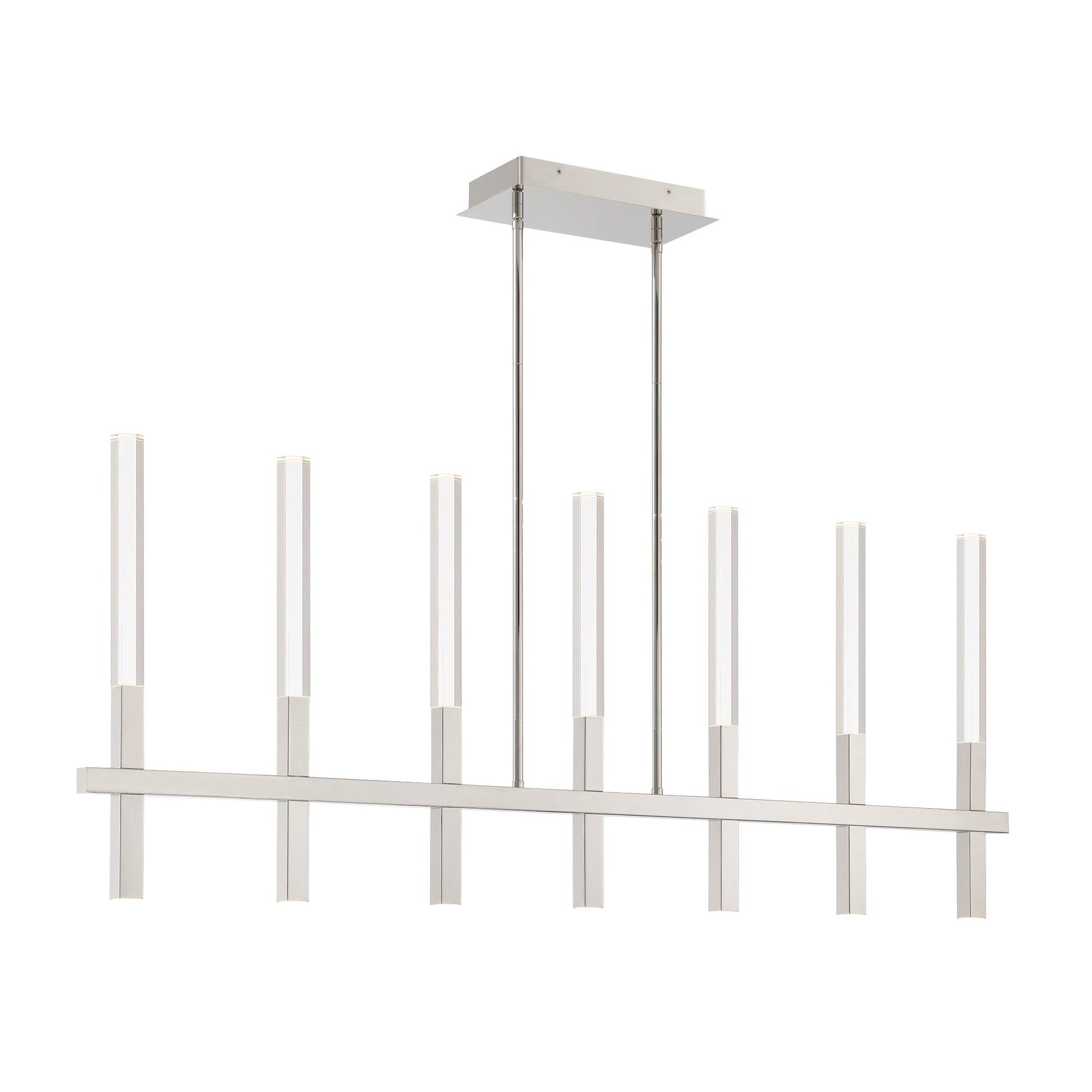 Eurofase Lighting Benicio 46" 7-Light Dimmable Integrated LED Polished Nickel Linear Chandelier With Clear Glass Shades