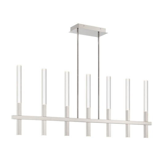 Eurofase Lighting Benicio 46" 7-Light Dimmable Integrated LED Polished Nickel Linear Chandelier With Clear Glass Shades