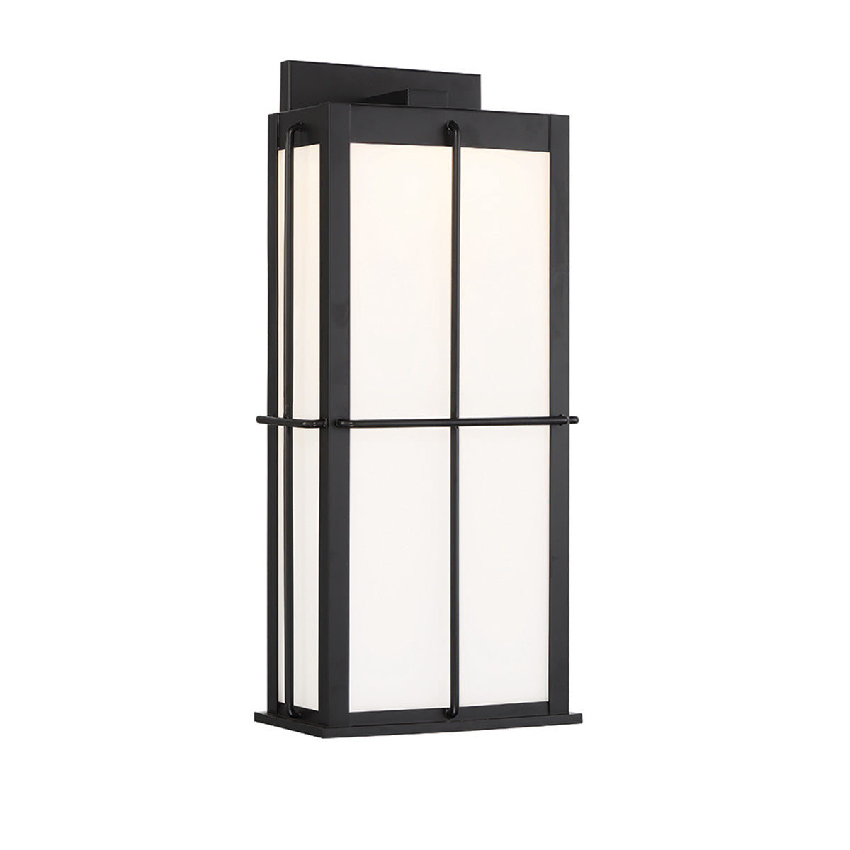 Eurofase Lighting Bensa 11" Large Dimmable Integrated LED Black Outdoor Wall Sconce With Opal White Glass Shade