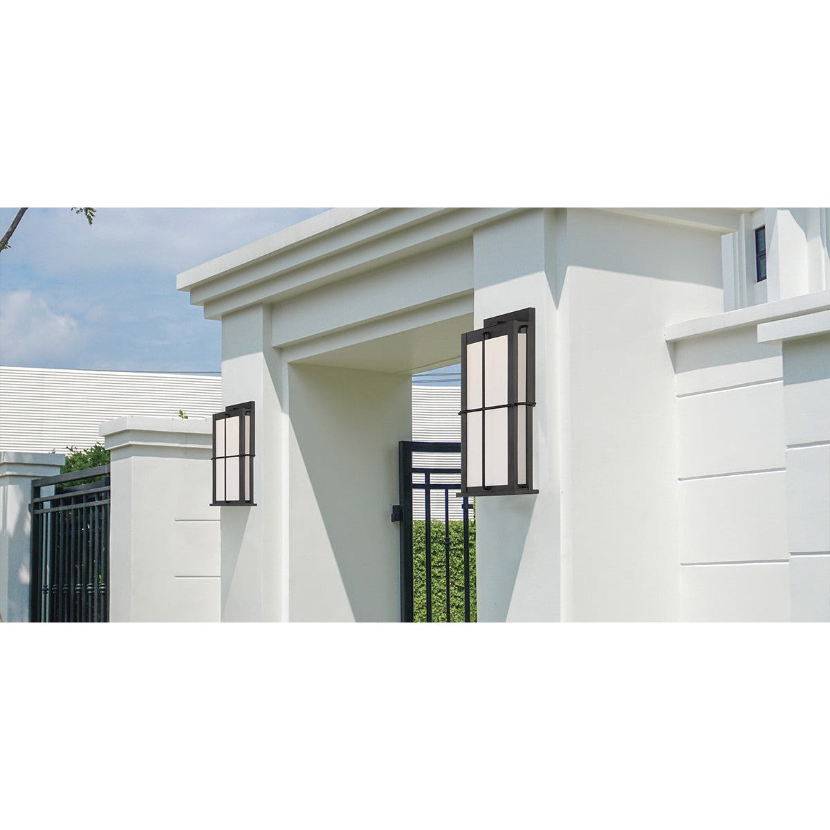 Eurofase Lighting Bensa 11" Large Dimmable Integrated LED Black Outdoor Wall Sconce With Opal White Glass Shade