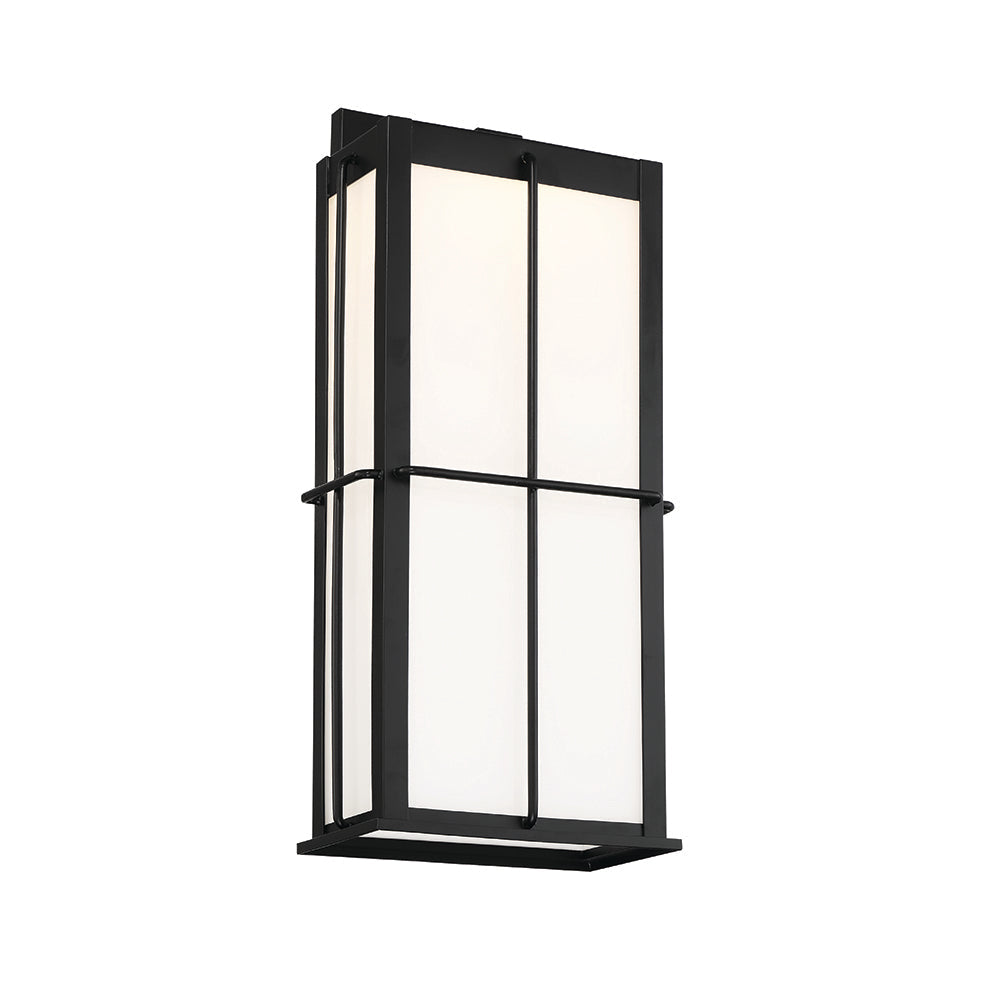 Eurofase Lighting Bensa 11" Large Dimmable Integrated LED Black Outdoor Wall Sconce With Opal White Glass Shade