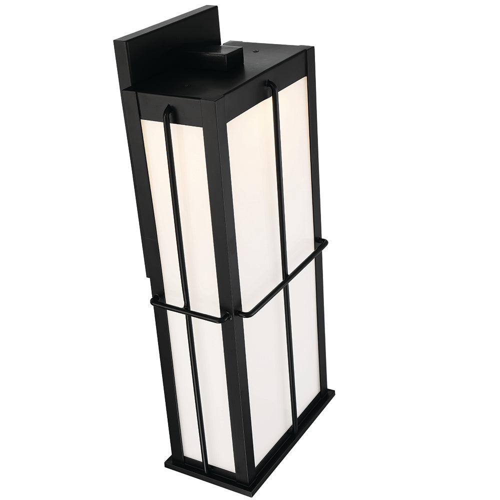 Eurofase Lighting Bensa 11" Large Dimmable Integrated LED Black Outdoor Wall Sconce With Opal White Glass Shade