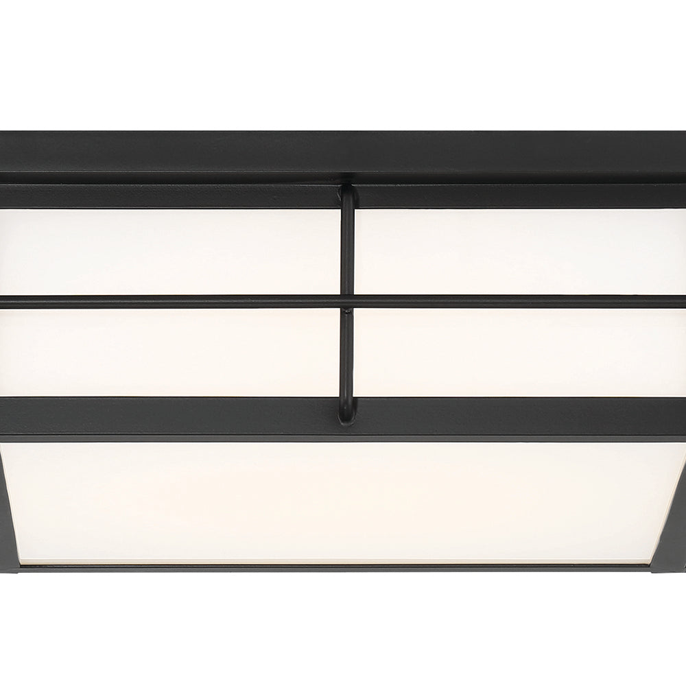 Eurofase Lighting Bensa 13" Dimmable Integrated LED Black Outdoor Flush Mount With Opal White Glass Shade