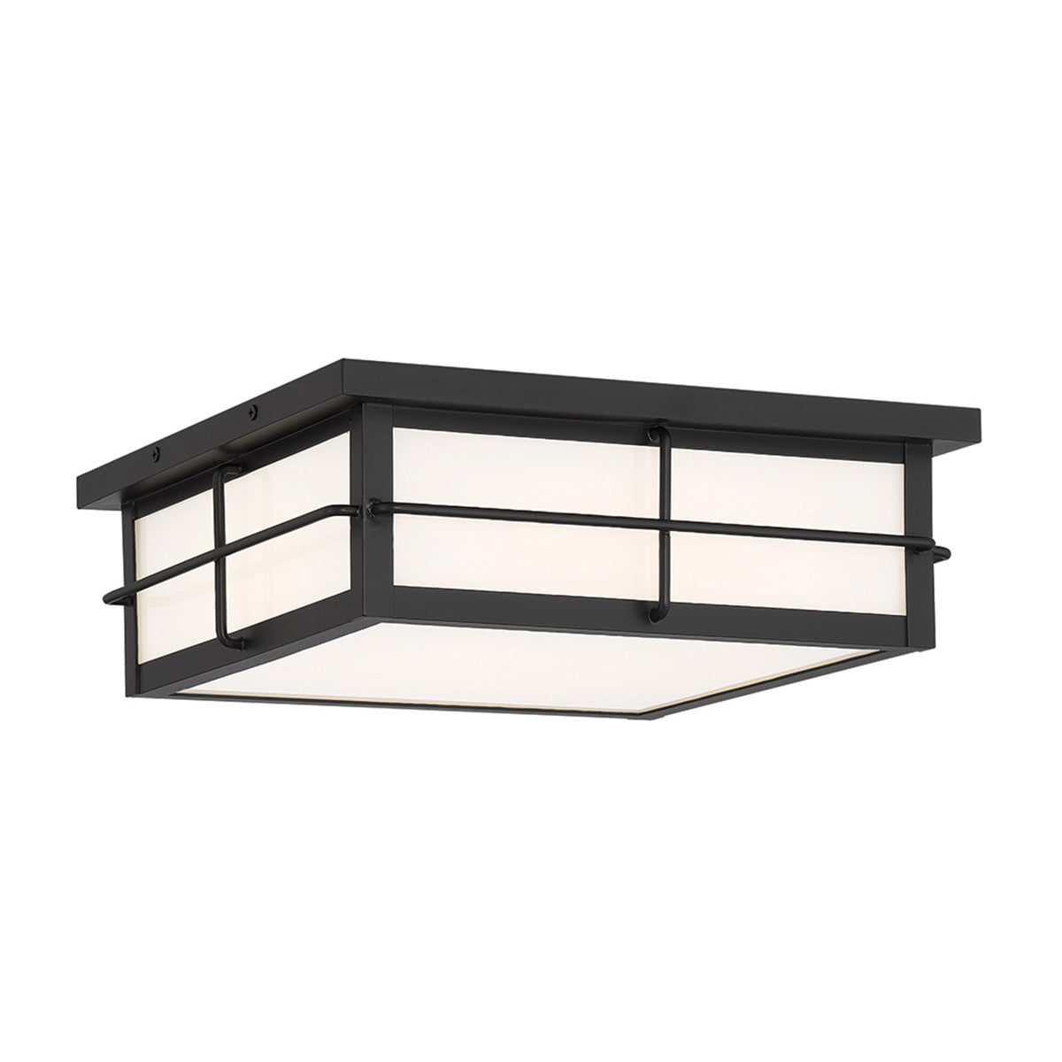 Eurofase Lighting Bensa 13" Dimmable Integrated LED Black Outdoor Flush Mount With Opal White Glass Shade