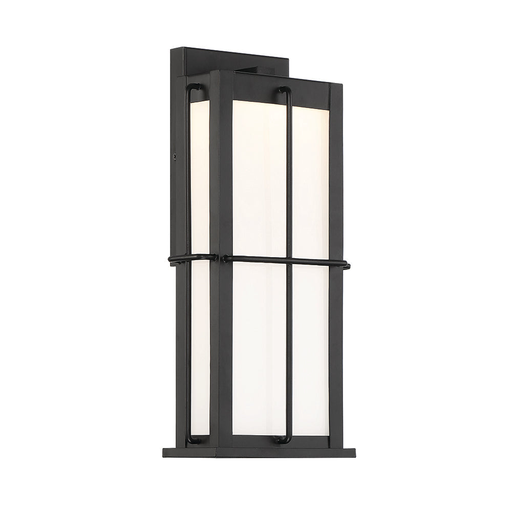 Eurofase Lighting Bensa 7" Small Dimmable Integrated LED Black Outdoor Wall Sconce With Opal White Glass Shade