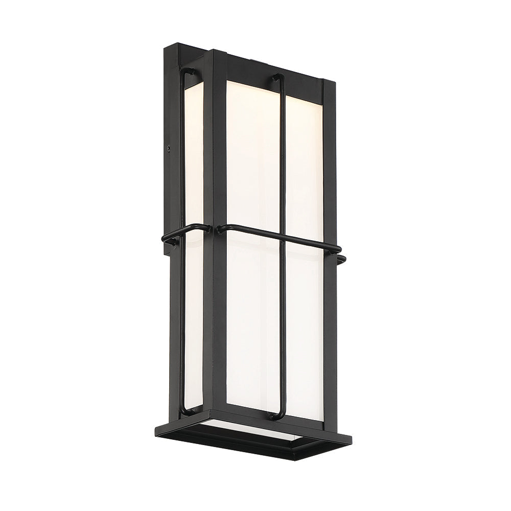 Eurofase Lighting Bensa 7" Small Dimmable Integrated LED Black Outdoor Wall Sconce With Opal White Glass Shade