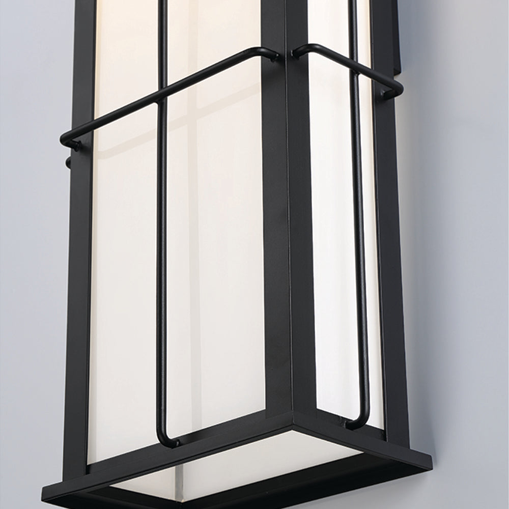 Eurofase Lighting Bensa 7" Small Dimmable Integrated LED Black Outdoor Wall Sconce With Opal White Glass Shade