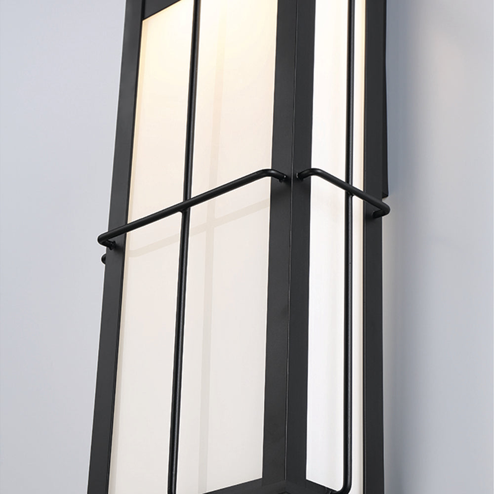 Eurofase Lighting Bensa 7" Small Dimmable Integrated LED Black Outdoor Wall Sconce With Opal White Glass Shade