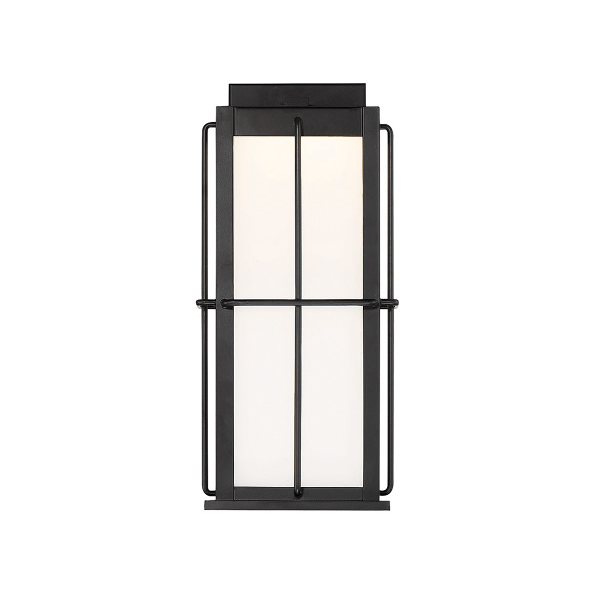 Eurofase Lighting Bensa 7" Small Dimmable Integrated LED Black Outdoor Wall Sconce With Opal White Glass Shade