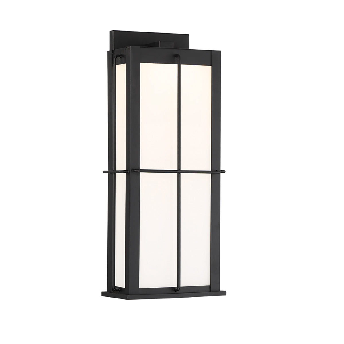 Eurofase Lighting Bensa 9" Medium Dimmable Integrated LED Black Outdoor Wall Sconce With Opal White Glass Shade