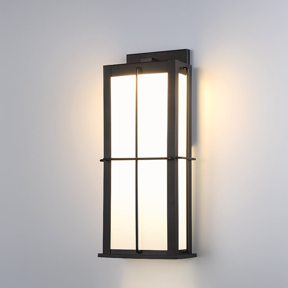 Eurofase Lighting Bensa 9" Medium Dimmable Integrated LED Black Outdoor Wall Sconce With Opal White Glass Shade