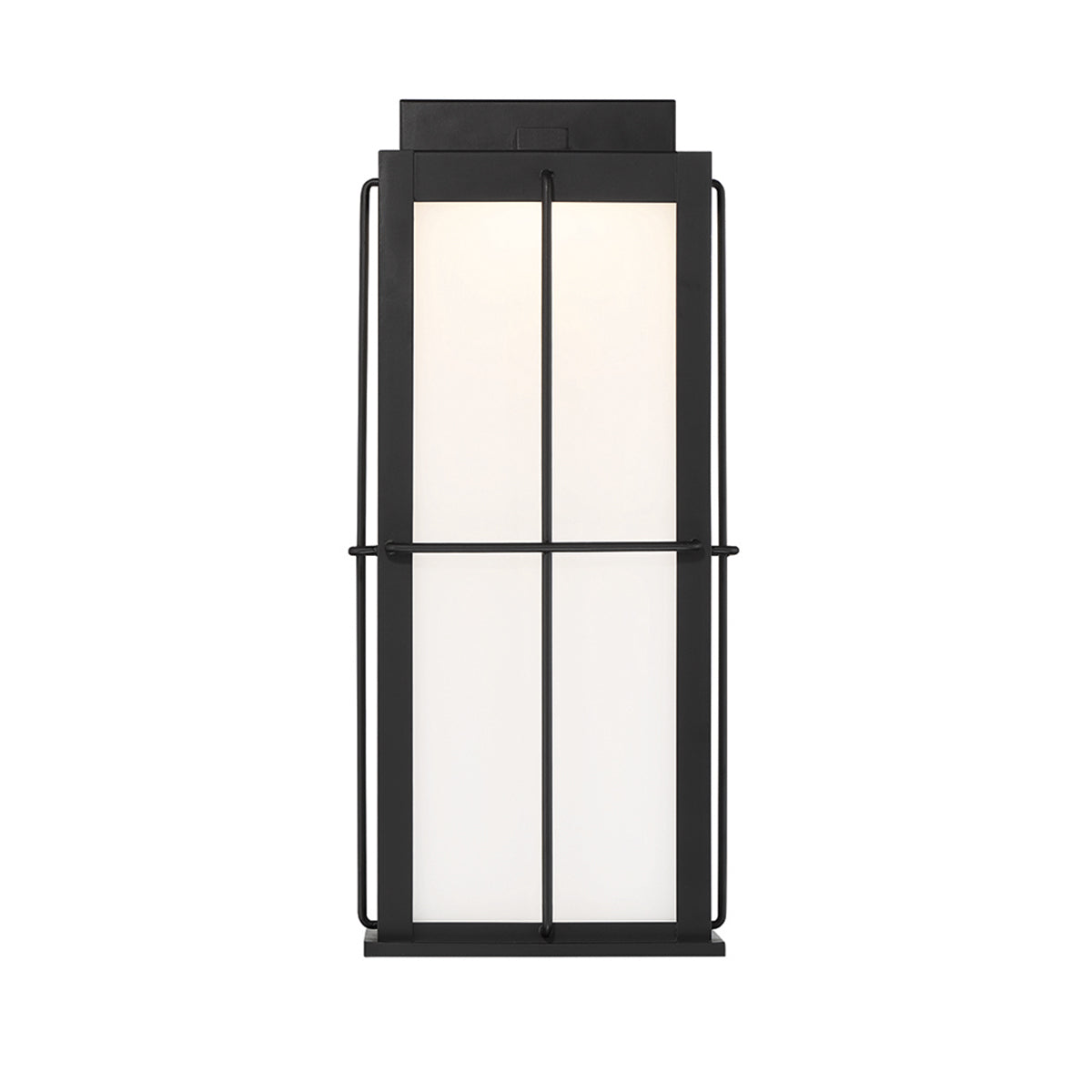 Eurofase Lighting Bensa 9" Medium Dimmable Integrated LED Black Outdoor Wall Sconce With Opal White Glass Shade