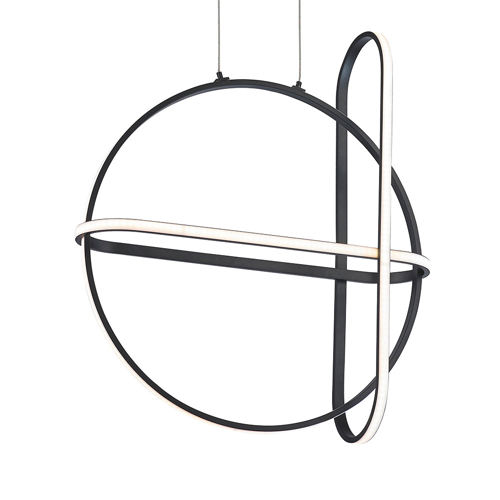 Eurofase Lighting Berkley 20" Dimmable Integrated LED Metal Round Matte Black Chandelier With White Acrylic Shade