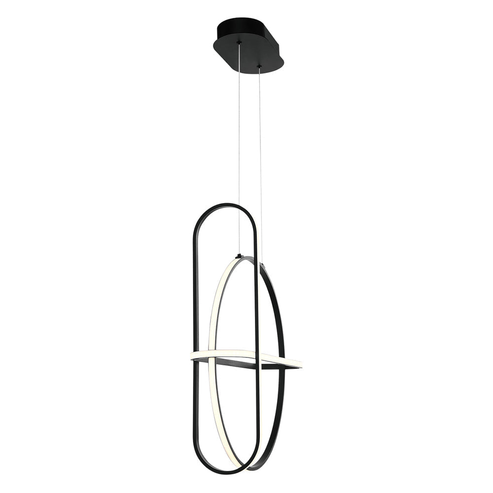 Eurofase Lighting Berkley 20" Dimmable Integrated LED Metal Round Matte Black Chandelier With White Acrylic Shade