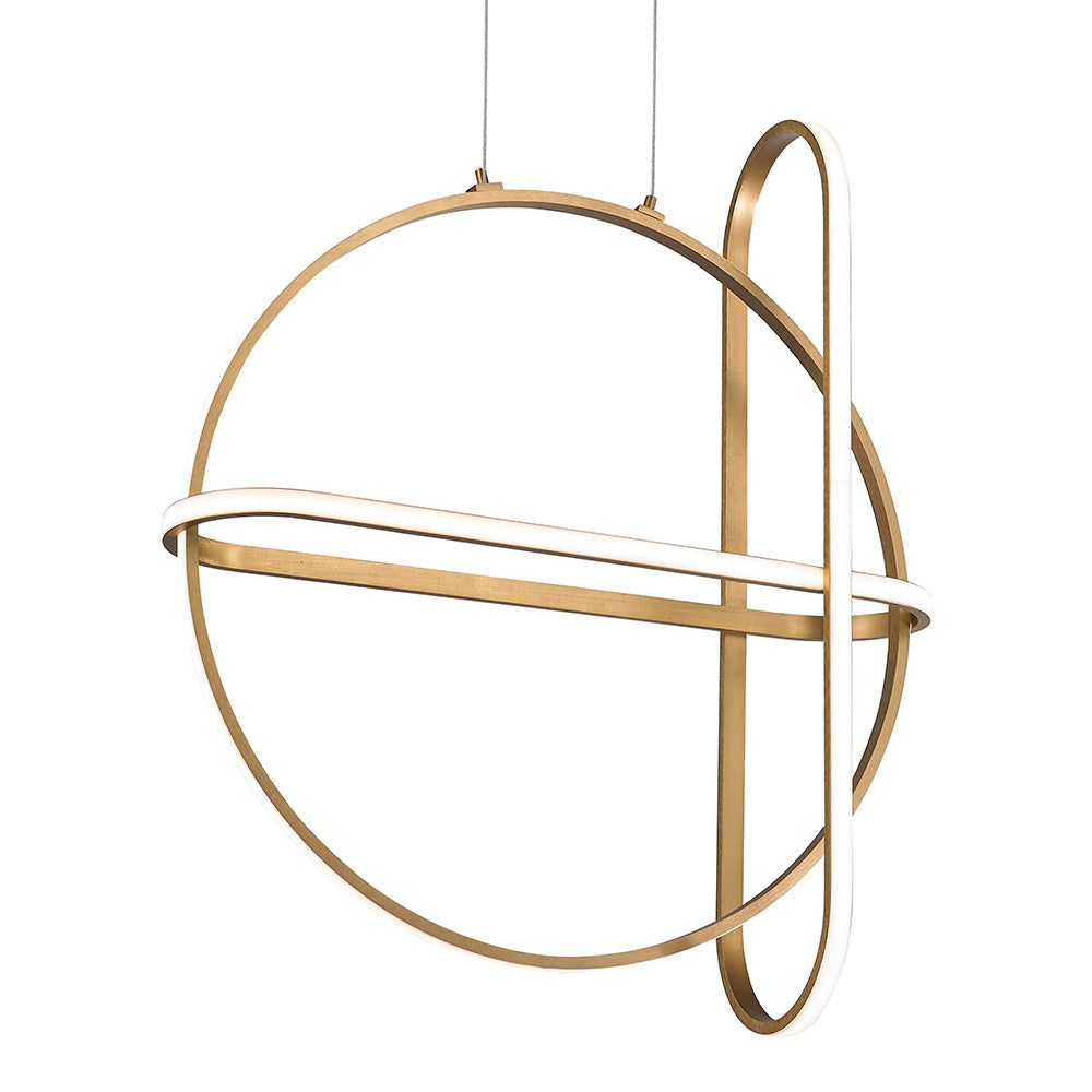 Eurofase Lighting Berkley 20" Dimmable Integrated LED Metal Round Satin Gold Chandelier With White Acrylic Shade