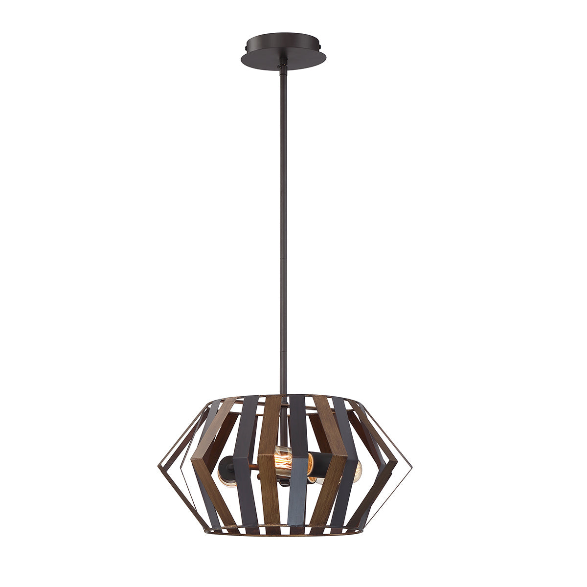 Eurofase Lighting Bevelo 16" 3-Light Dimmable Incandescent Black Pendant Light & Semi-Flush Mount Light Convertible