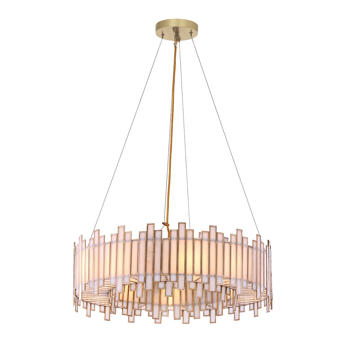Eurofase Lighting Birla 28" 8-Light Antique Brass Chandelier With Glass Shades
