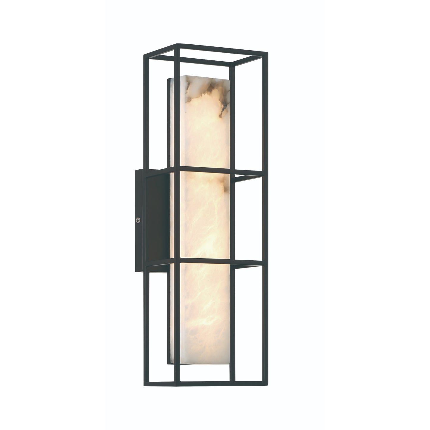 Eurofase Lighting Blakley 16" 1-Light Integrated LED Alabaster Shade Matte Black Metal Outdoor Wall Sconce