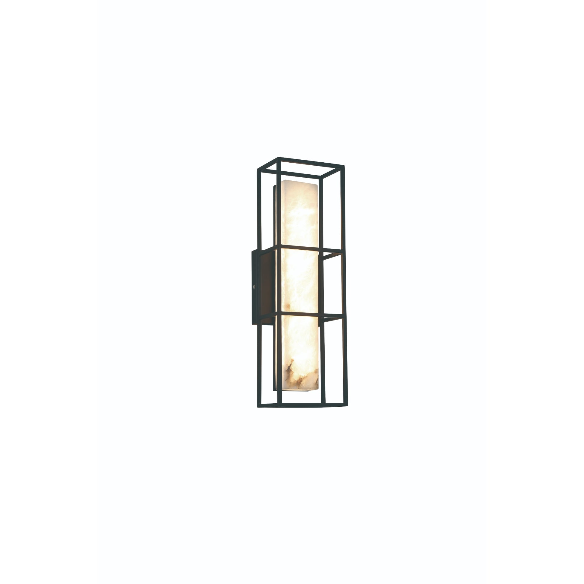 Eurofase Lighting Blakley 16" 1-Light Integrated LED Alabaster Shade Matte Black Metal Outdoor Wall Sconce