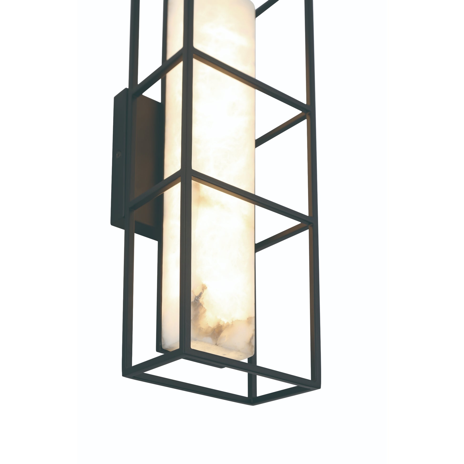 Eurofase Lighting Blakley 16" 1-Light Integrated LED Alabaster Shade Matte Black Metal Outdoor Wall Sconce
