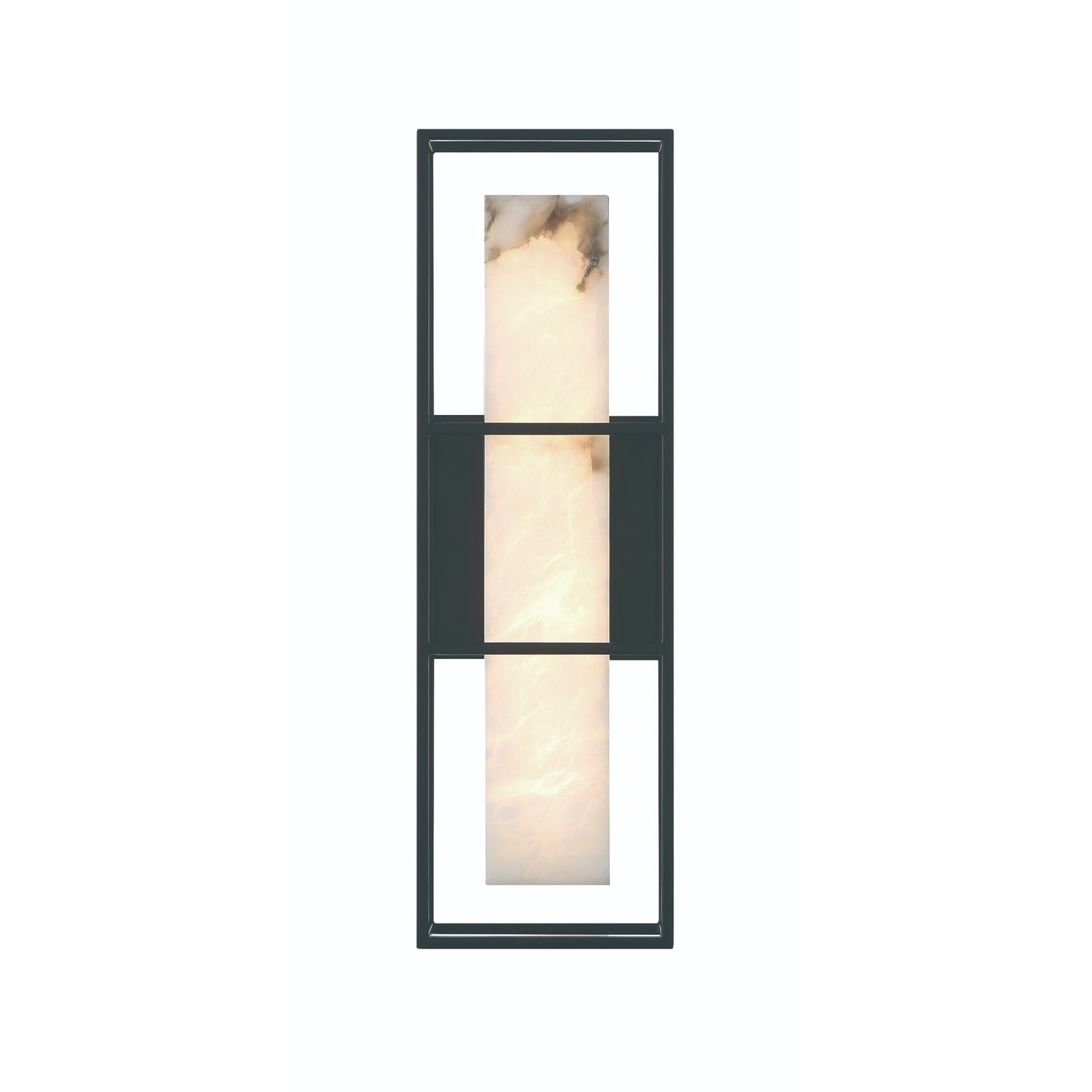 Eurofase Lighting Blakley 16" 1-Light Integrated LED Alabaster Shade Matte Black Metal Outdoor Wall Sconce