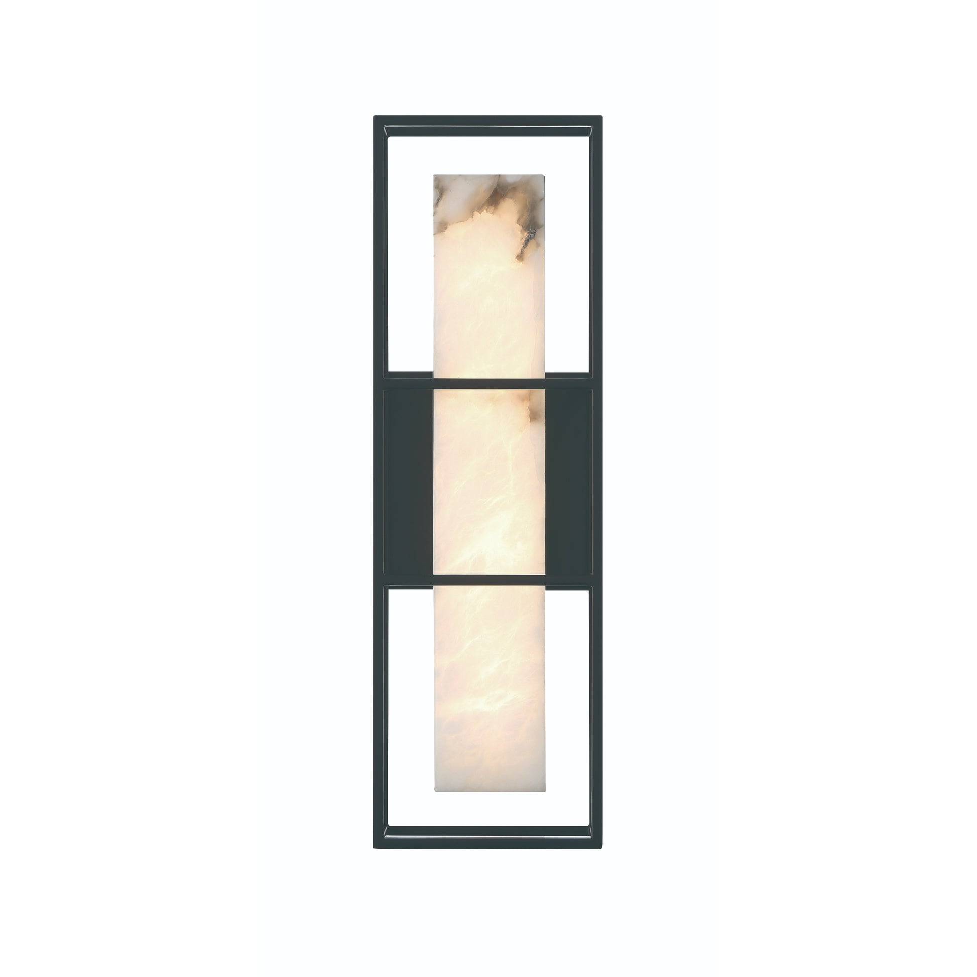Eurofase Lighting Blakley 16" 1-Light Integrated LED Alabaster Shade Matte Black Metal Outdoor Wall Sconce