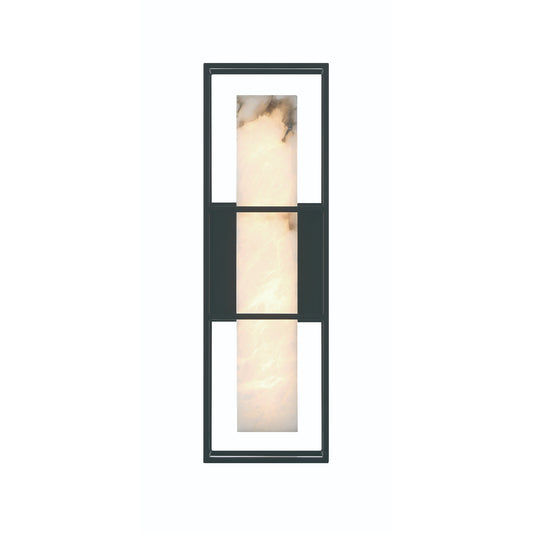Eurofase Lighting Blakley 16" 1-Light Integrated LED Alabaster Shade Matte Black Metal Outdoor Wall Sconce