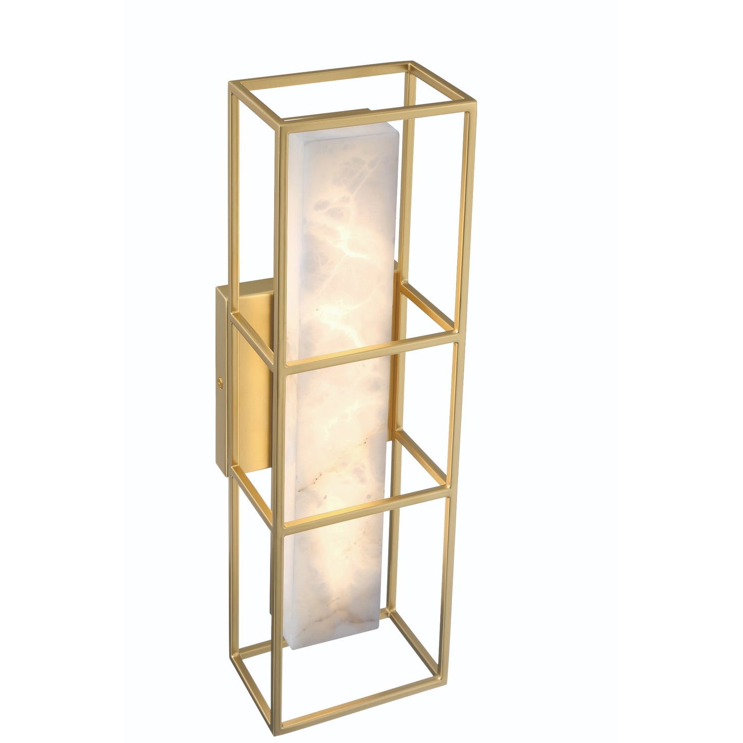Eurofase Lighting Blakley 16" 1-Light Integrated LED Alabaster Shade Matte Gold Metal Outdoor Wall Sconce