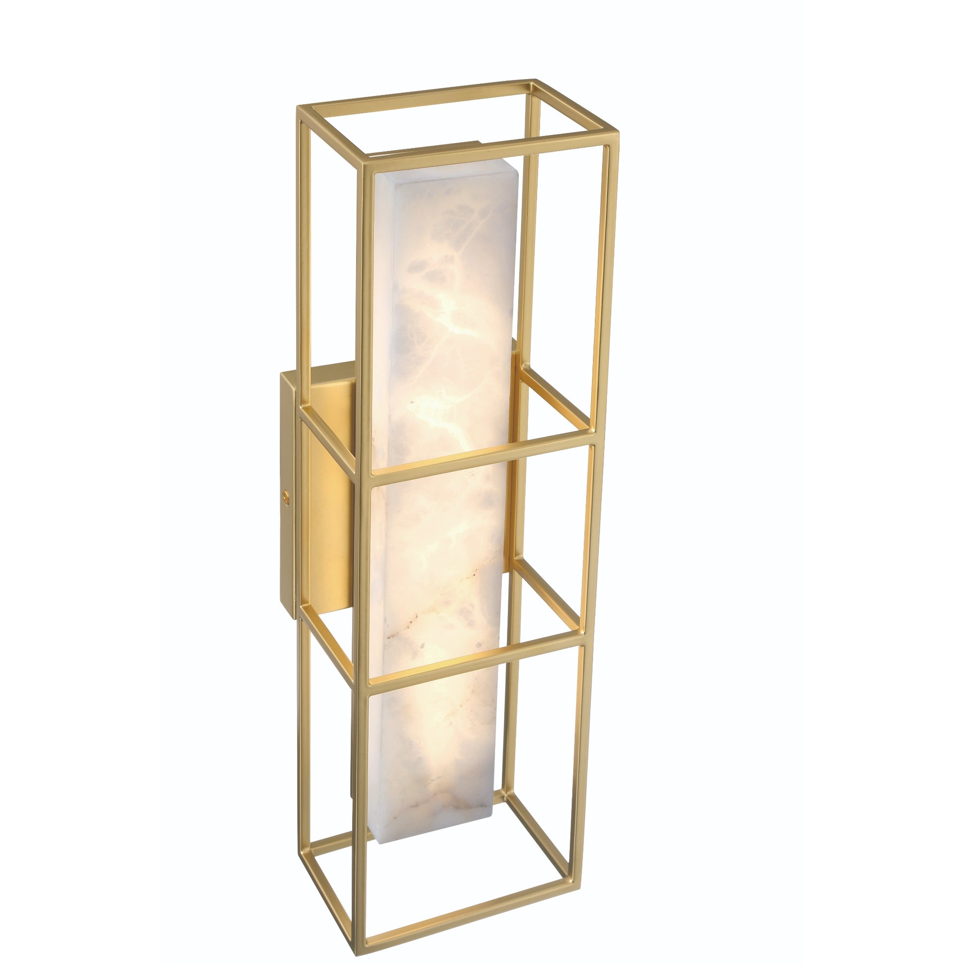 Eurofase Lighting Blakley 16" 1-Light Integrated LED Alabaster Shade Matte Gold Metal Outdoor Wall Sconce