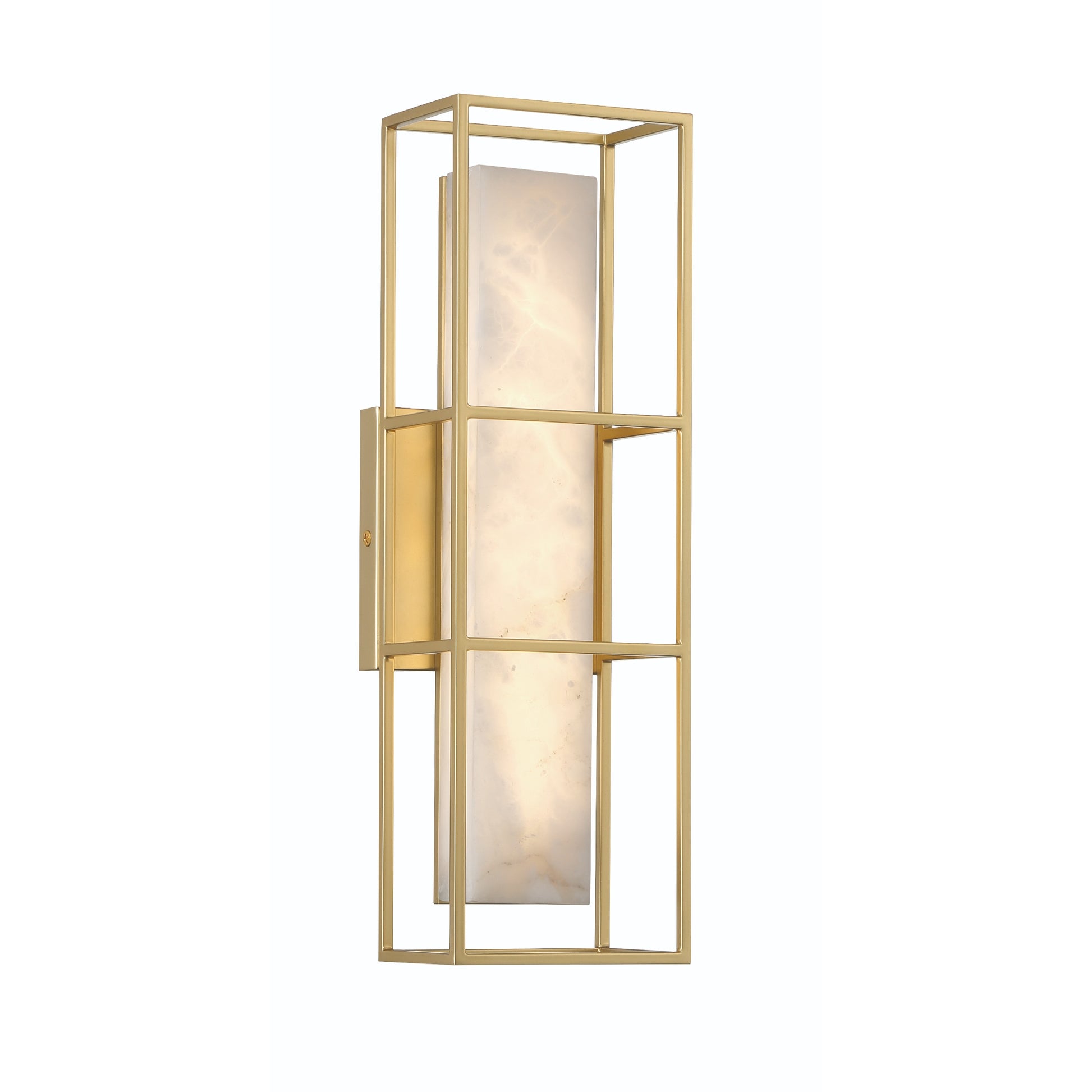Eurofase Lighting Blakley 16" 1-Light Integrated LED Alabaster Shade Matte Gold Metal Outdoor Wall Sconce