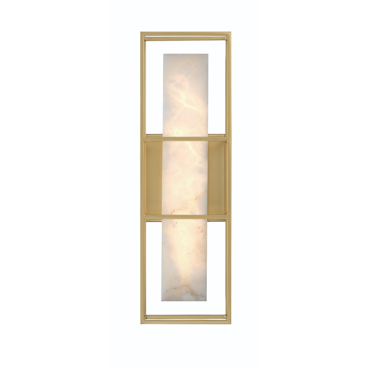 Eurofase Lighting Blakley 16" 1-Light Integrated LED Alabaster Shade Matte Gold Metal Outdoor Wall Sconce