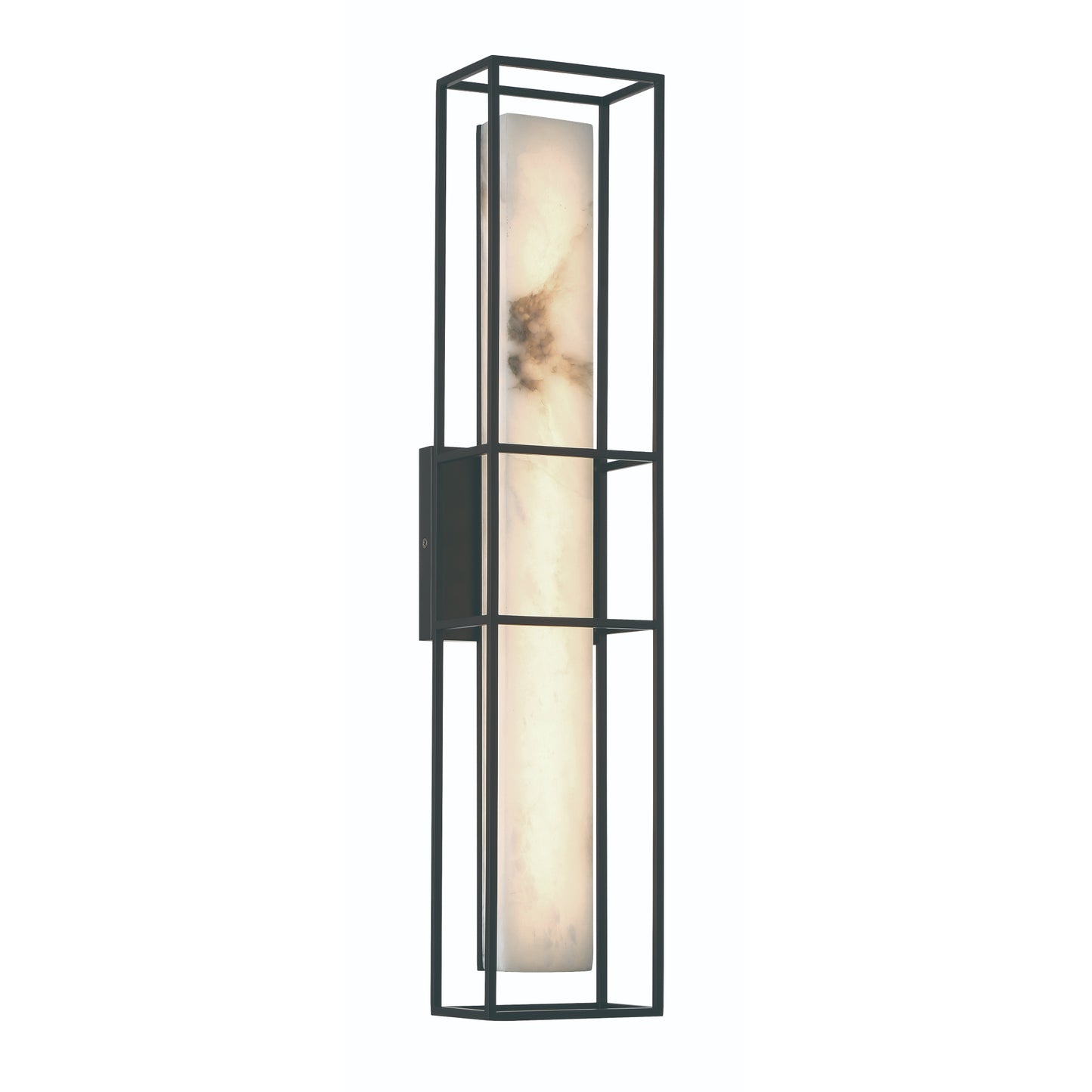 Eurofase Lighting Blakley 24" 1-Light Integrated LED Alabaster Shade Matte Black Metal Outdoor Wall Sconce