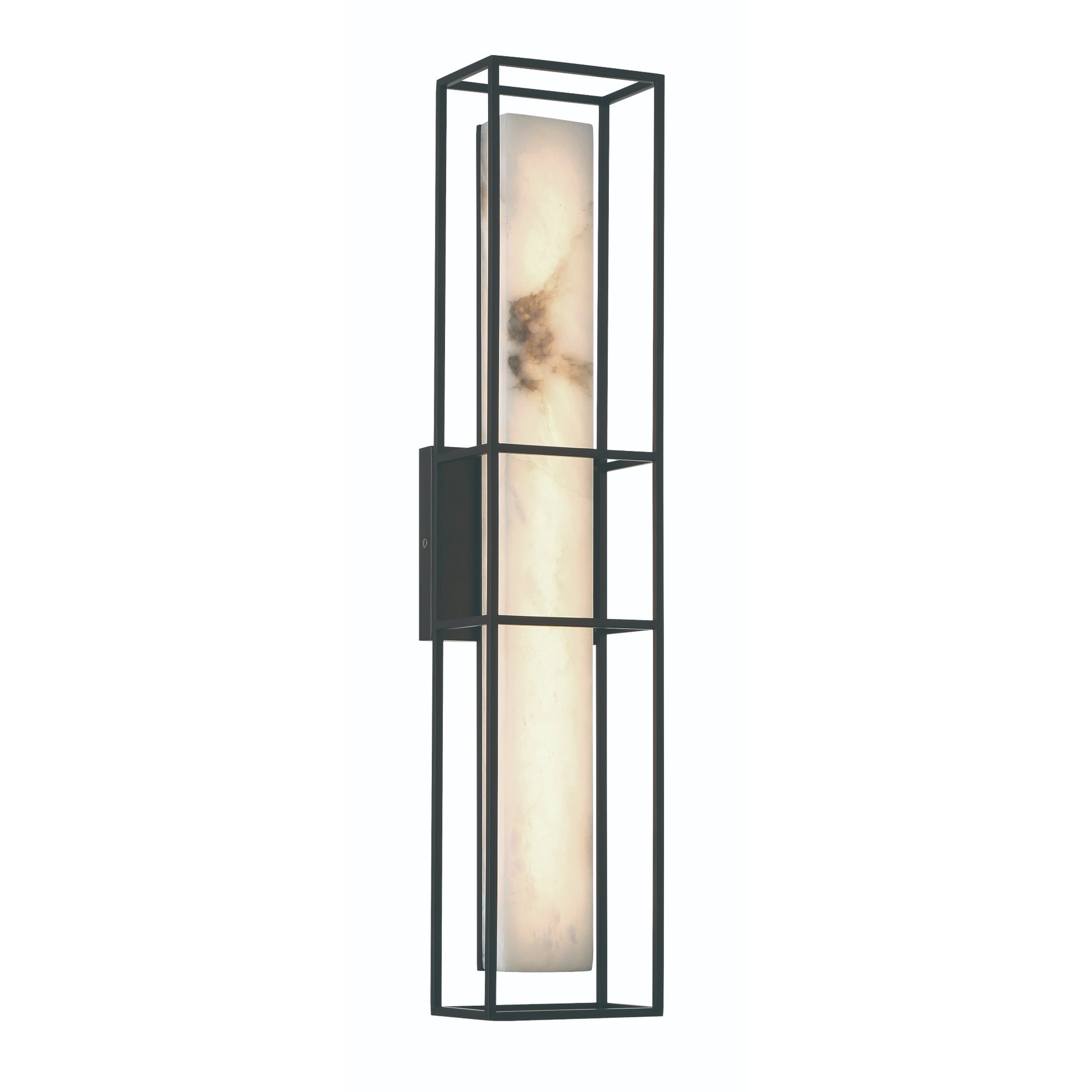 Eurofase Lighting Blakley 24" 1-Light Integrated LED Alabaster Shade Matte Black Metal Outdoor Wall Sconce