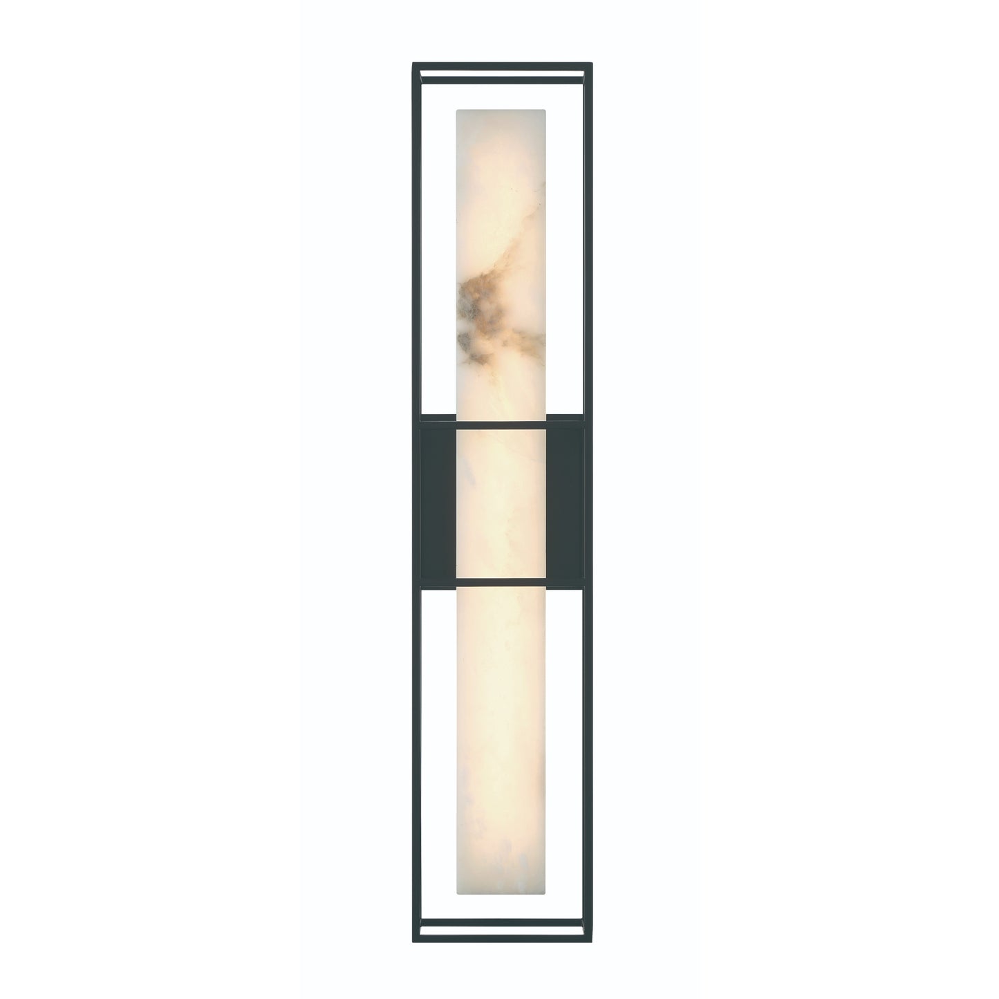 Eurofase Lighting Blakley 24" 1-Light Integrated LED Alabaster Shade Matte Black Metal Outdoor Wall Sconce