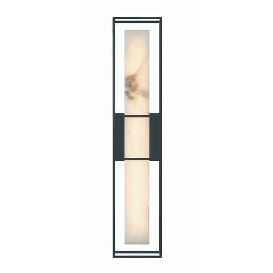 Eurofase Lighting Blakley 24" 1-Light Integrated LED Alabaster Shade Matte Black Metal Outdoor Wall Sconce