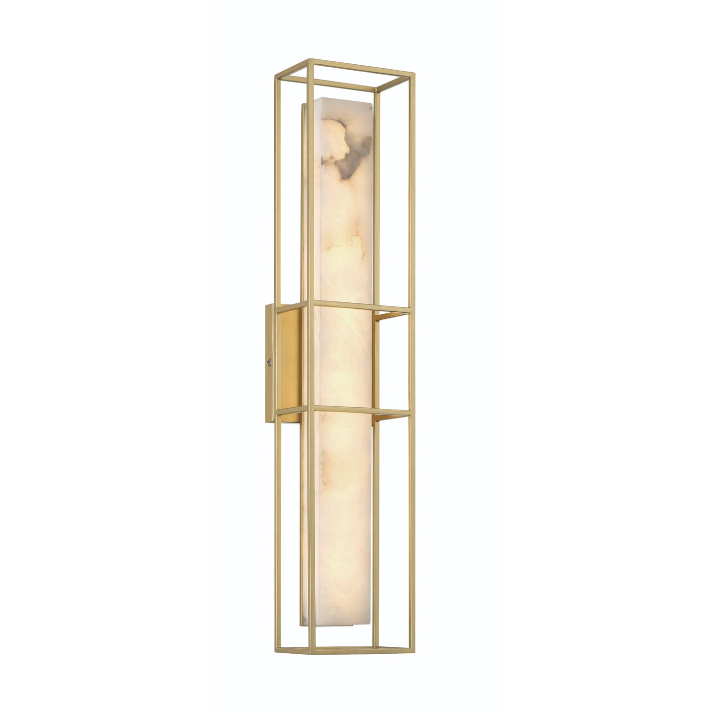 Eurofase Lighting Blakley 24" 1-Light Integrated LED Alabaster Shade Matte Gold Metal Outdoor Wall Sconce