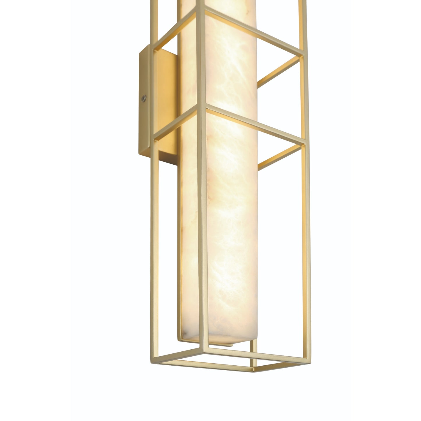Eurofase Lighting Blakley 24" 1-Light Integrated LED Alabaster Shade Matte Gold Metal Outdoor Wall Sconce