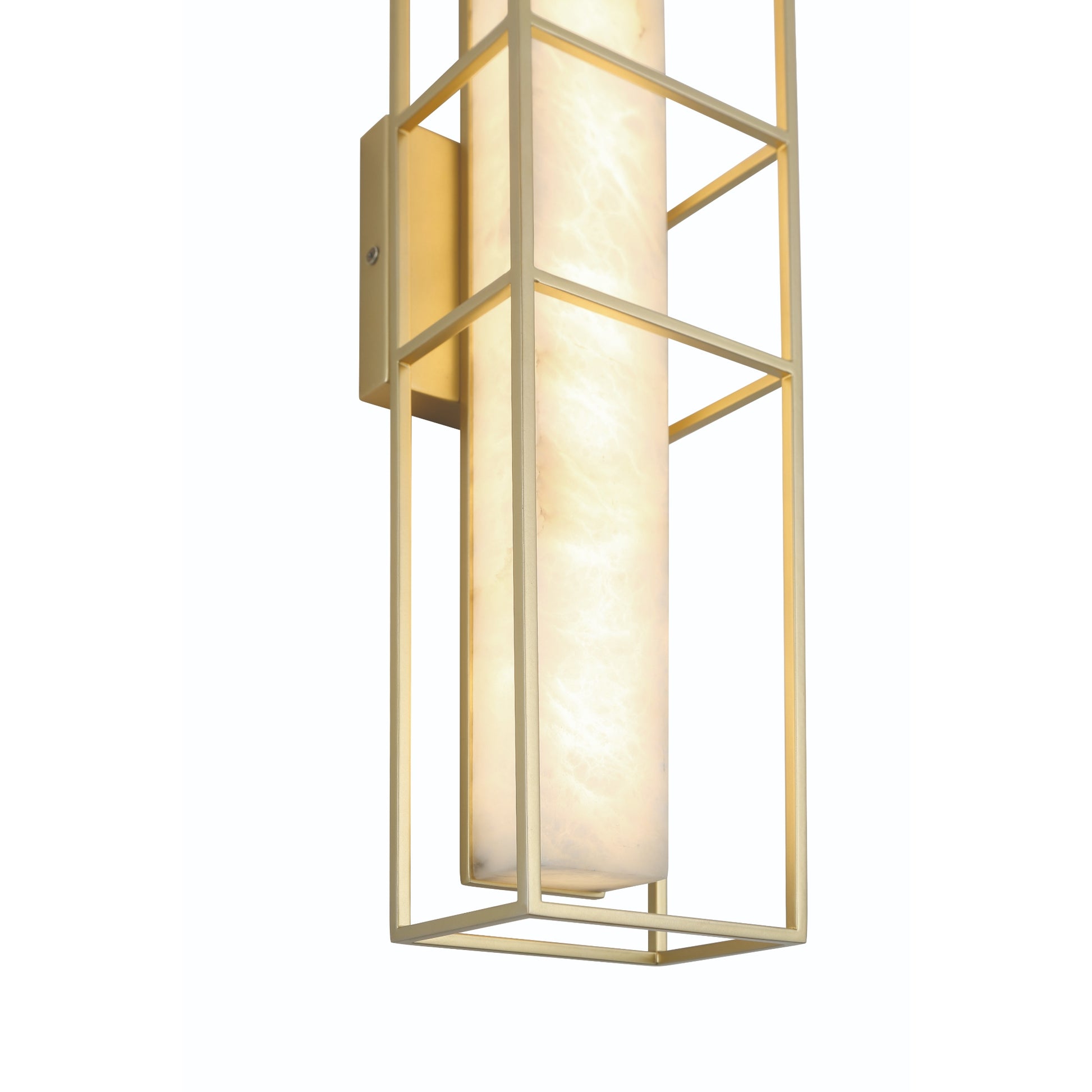 Eurofase Lighting Blakley 24" 1-Light Integrated LED Alabaster Shade Matte Gold Metal Outdoor Wall Sconce