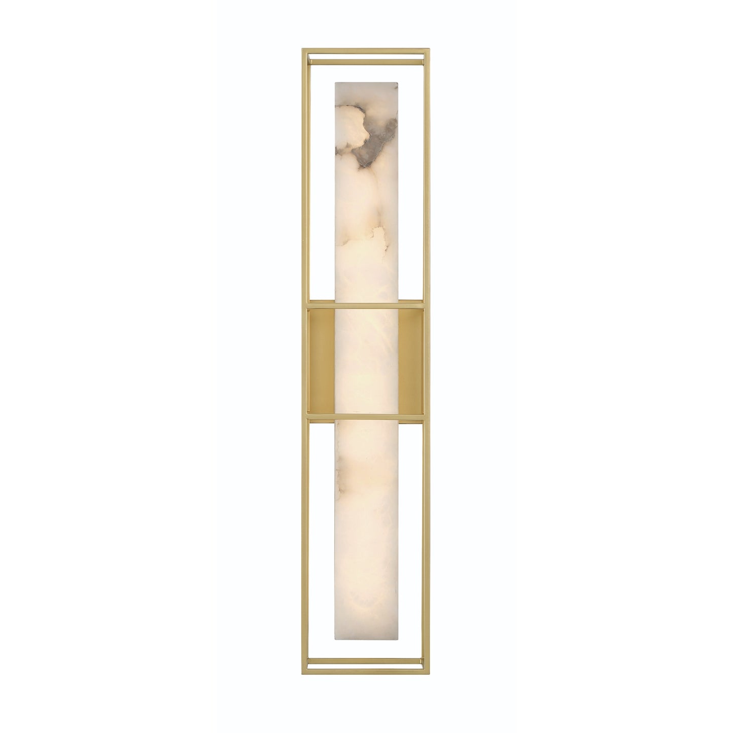 Eurofase Lighting Blakley 24" 1-Light Integrated LED Alabaster Shade Matte Gold Metal Outdoor Wall Sconce