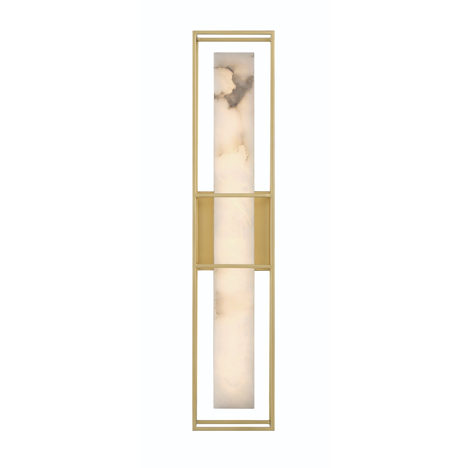 Eurofase Lighting Blakley 24" 1-Light Integrated LED Alabaster Shade Matte Gold Metal Outdoor Wall Sconce