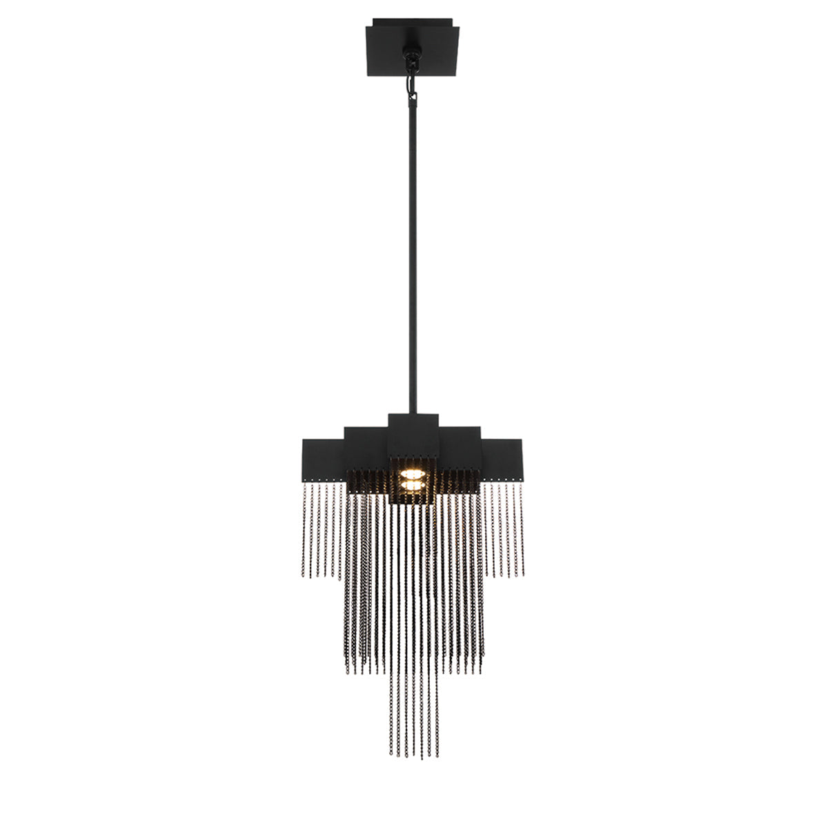 Eurofase Lighting Bloomfield 12" 2-Light Dimmable Integrated LED Metal Black Pendant Light With Black Metal Chain Waterfall Accent
